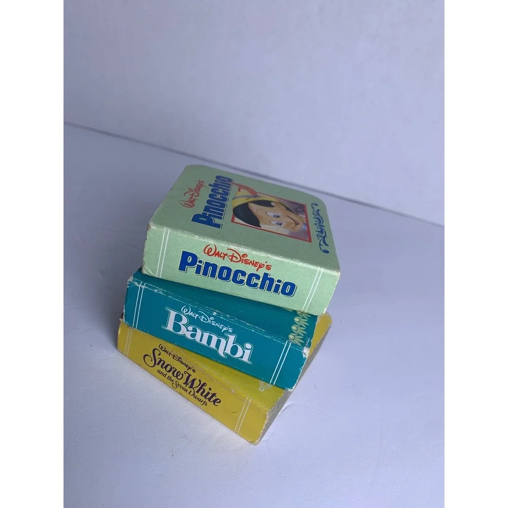 Vintage 1999 Disney‎ Book Block Board Books Bambi Snow White Pinocchio Set of 3